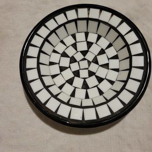 Vintage Danish Black and White Tile Mosaic Plate